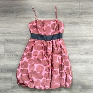 Juicy Couture 100% Silk Pear/ Apple Print Bubble Dress Size 6 Raspberry Red Pink